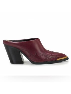 VINCE CAMUTO GRETA Burgundy Mule Cowboy Boots Western Cowgirl Leather sz 8M